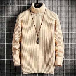 Men's Sweaters Plus Size M-3XL Men Pullover Sweater Turtleneck Solid Knitted Trendy Males Simple Leisure Chic Soft Warm All-match Handsome New T221019