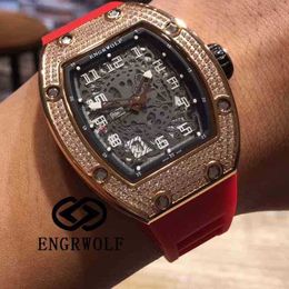 Engrwolf watch r rm010 series 2824 automatic machinery Mei Jin full diamond red tape male