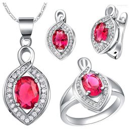 Necklace Earrings Set & 2022 Fashion White Gold Cover Wedding/Anniversary And Ring Bridal T452-8#