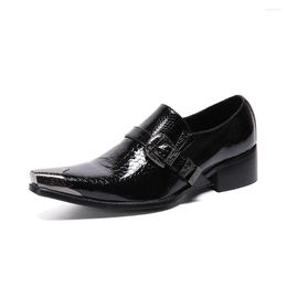 Dress Shoes Summer Casual Men's Classic Fashion Personality Low-heeled Black Pointed Toe Cowhide Leather Crocodile Pattern