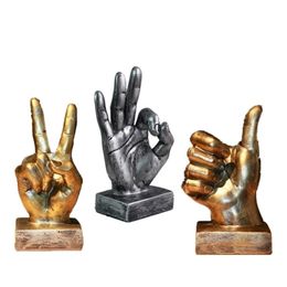 Figurines Retro Resin Gesture Finger Figurines American Retro Ornaments Home Coffee Shop Model Room Soft Decoration Furnishings