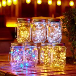 Strings 10/20 LED Solar Mason Jar Lid Light Fairy Lights Colour Changing Garden Christmas Outdoor Wedding Luminous Decoration