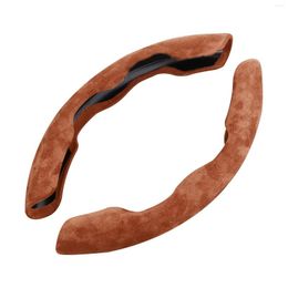 Steering Wheel Covers 2pcs Comfortable Durable Non Slip Easy Instal Protection Cover Car Accessory Solid Suede Universal Fashion