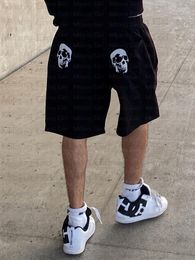 Men's Shorts Y2k Skull Graphic Men Summer Sport Wide Legs Clothes Black Punk Streetwear Vintage American Retro Elastic Waist Pants