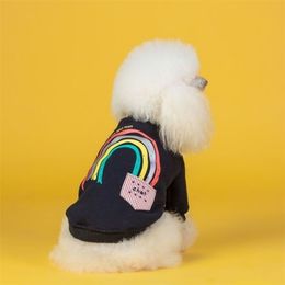 Cute Design Pet Spring/Summer Clothes Rainbow Hoodie Cotton Stretch Cat And Dog Clothes Fadou Teddy Puppy Clothes Pet Accessories CX26