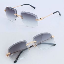 Neueste Mode Metall Randlose Sonnenbrille Mann Frauen Designer Diamant Cut Sonnenbrille Schutz Outdoor Design 00500 Sonnenbrille Optische Größe 62-20-140 MM