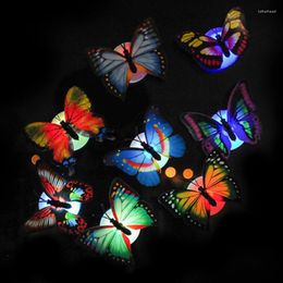 Night Lights Light Lamp With Suction Pad Colourful Changing Butterfly LED Battery Power Home Room Party Desk Wall Decor