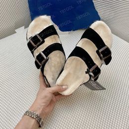 Australia Designer Ariat Slippers Warm Mini Slippers Full Wool Boston Birkin Slippers Pull Cork Sandales Suede Slides Fur Wool Plush Warm Slipper Women Shoes NO420