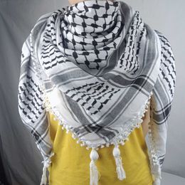 Scarves Shawls paltine scarf of Men Yashmagh Shemagh Black Arab Men Arafat Scarf Keffiyeh with tassel