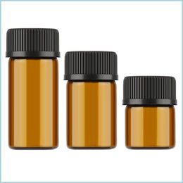 Packing Bottles 1Ml 2Ml L Drams Amber/Clear Glass Bottles With Plastic Lid Insert Essential Oil Vials Per Sample Test Bottle 455 N2 Dhlst