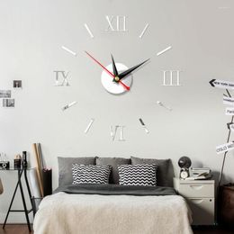 Wall Clocks DIY 3D Mirror Surface Large Number Clock Stickers Modern Home Decor Creative Roman Digital