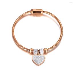 Charm Bracelets Trendy 18K Heart Bracelet Bangle Magnet Clasp Bohemia Party Stainless Steel CZ Crystal Jewellery For Women B21009