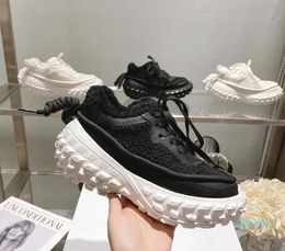 Ladies Sneakers Casual Shoes Designer Autumn and Winter New Thick Soled Tyre Shoes Round Toe Plus Cotton Black White Furry Non-Slip Fashion Catwalk