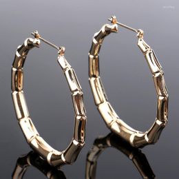 Hoop Earrings Hip Hop Female Bamboo Big Vintage Gold Silver Colour Wedding Bride Round For Women