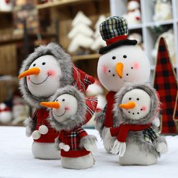 Christmas Decorations Window Decoration 4pcs Set Snowman Chrismas Tree Decor Props Foam Plaid Cloth Toys Navidad Arboles Party Supplies