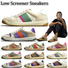 Designer Casual Shoes Butter Leather Beige Ebony Original Canvas Women Men Sneakers Classic Pink Green Orange Web Vintage Effect Low Heel Trainers Made In Italy