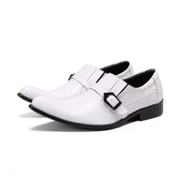 Dress Shoes White Men Leather Banquet Party Handmade Oxfords Plus Size Male Shoe Grooms Wedding Brogues
