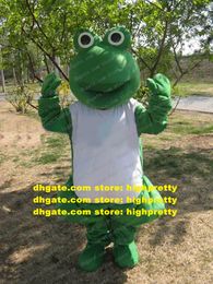 Green Rana Frog Adult Mascot Costume With Big White Fat Belly Mascotte Cartoon Character Party Outfit Suit No.93