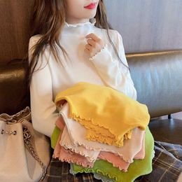 Women's Sweaters 2022 Women Autumn Half-high Collar Knitted Sweater Long Sleeve Slim Lotus Leaf Fungus Bottoming Top Female Solid Colour Sweaters T221019