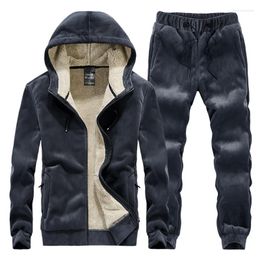 Men's Tracksuits Plus Size 6XL 7XL 8XL Winter Men Sweat Suits Fleece Sportwear Suit Jacket Pants Warm Mens Sweatshirt Casual Hoodie Sets