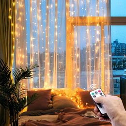 Strings Remote LED Fairy Lights Colourful Garland Curtain String Home Decoration Bedroom Window Lighting Decor Holiday Accessories