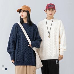 Men's Sweaters Knitted Sweater Men Japanese Fashion Cable Texture Pullover Autumn/Winter Loose Solid Colour Harajuku Jacket