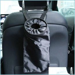 Other Interior Accessories Portable Car Seat Back Garbage Bag Trash Can Leak-Proof Dust Holder Case Box Styling Oxford Cloth Drop Del Dhent