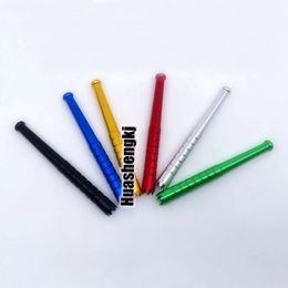 Latest Smoking Colourful Aluminium Alloy Pipes Dry Herb Tobacco Cigarette Holder Catcher Taster Bat Mini Philtre Dugout One Hitter Tooth Digger Tip