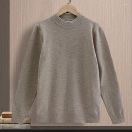 Men's Sweaters Half-high Collar Long Sleeves Men Sweater Solid Colour Anti-shrink Pullover Autumn Tops Stretchy Keep Warm