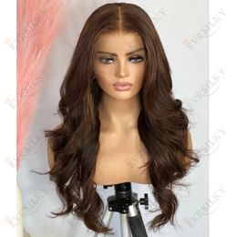 13X6 Transparent Lace Front Human Hair Wig For Women Brazilian Remy 5X5 Lace Closure Dark Golden Brown Body Wave 360 Frontal