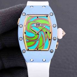 Luxury Mechanics Watches Wristwatch Business Leisure Rm037 Fully Automatic Mechanical Ceramic Case Tape Womens
