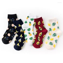 Sports Socks Tropical Fruits Funny Lemon Avocado Pineapple Cherry Blueberry Banana Unsex Mid Autumn Winter Cotton Running