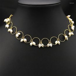 Choker Natural Freshwater Pearls Women Short Necklace Temparement Party Evening Handmade Original Design Vintage Jewelry Fashion
