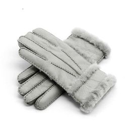 Cycling Gloves Sheepskin Winter for Women Men Real Cashmere Fur Warm Ladies Full Finger Genuine Leather Mitten T221019