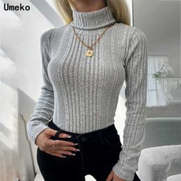 Women's Sweaters Office Lady Turtleneck Skinny Sweater Fall Winter Casual Solid Rib Knit Pullover Plus Size Tops Women Long Sleeve Y2k Clothes T221019