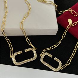 New Letter Crystal Necklaces Designer Rhinestone Bracelets Metal Chains Necklace Women Party Show Date Jewelry With Box