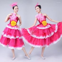 Stage Wear 2022 Female Adult Flamenco Skirt Pettiskirt Modern Spanish Bull Dance Performance Costume Opening Dresses DL6122