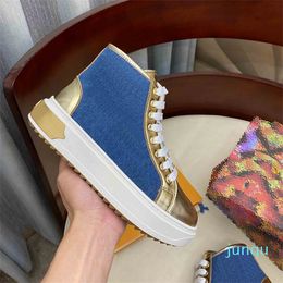 Famous Brand Women's Casual Shoes Designer Fashion Luxury Leather Lace up High top Flat Shoes Outdoor Jogging Basketball Coach Department Dust Bag Box Size