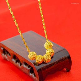 Pendant Necklaces Charms Wedding Lucky Beads Necklace 18K Gold Scrub Ball Clavicle Chain For Womens Birthday Gifts
