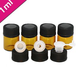 1ml Mini Amber Glass Essential Oil Sample Bottles With Reducer & Cap Small Glass Vials 1CC For Sale SN559