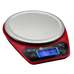 0 1g 1000g Kitchen Scale Pocket Digital Electrionic Portable Weighing Scale Food Diet Household Durable Stainless Steel Red304p