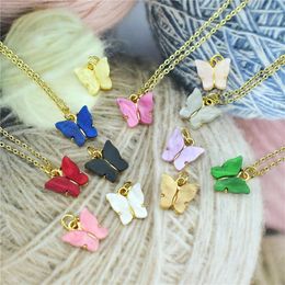 Chains Korean Glass Butterfly Adjustable Solid Necklace Frosted Texture Gift Jewelry Fine Is A Good Choice For Women's Part