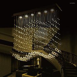 Pendant Lamps Crystal Chandeliers LED Chrome Finished Light Wave Art Decor Modern Suspension Lighting El Villa Hanging Lamp