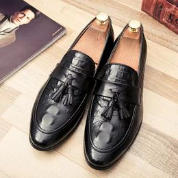 Dress Shoes Men Tassel Italy Loafers Leather Shoes Casual Office Luxury Comfortable Business Formal Fashion Large Size Cimim Brand