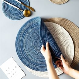 8 10 12 pcs Table placemats for table mat Ramie Insulation Pad Placemats Linen Non Slip Mats Home Decoration Coaster 220627