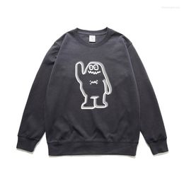 Men's Hoodies Harajuku Fleece Sweatshirts Men 2022 Hip Hop Casual Streetwear Crewneck Anime Clothes Cartoon Printed Loose Black Pullover