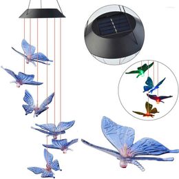 Strings Butterfly LED Solar Light Romantic Windbell Wind Chime String Lamp Christmas Decoration For Home Garden Patio Yard Decor
