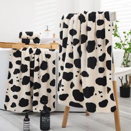 Towel Coral Fleece Face Cow Pattern Bath Goos Absorption Set Soft No Fade Household Home Supply For Bathroom Toalla