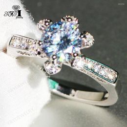 Wedding Rings YaYI Jewellery Princess Cut 4.8 CT White Zircon Silver Filled Engagement Heart Valentine's Day Girls Ring 988