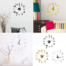 Wall Clocks 3d Removable Art Clock Acrylic Quartz Needle Digital Waterproof Stickers For Living Room Home Decor Y6i3